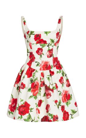 Floral Stretch-Cotton Mini Dress By Carolina Herrera | Moda Operandi