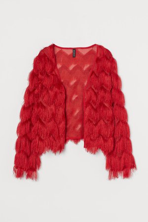 Fringe-covered cardigan - Red - Ladies | H&M GB