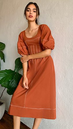 Jonathan Simkhai Lena Puff Sleeve Midi Dress | SHOPBOP