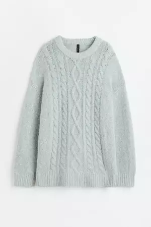 Oversized Cable-knit Sweater - Light green - Ladies | H&M CA