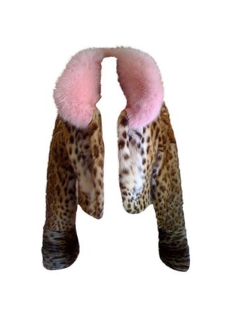 pink faux fur cheetah print jacket coat Y2K