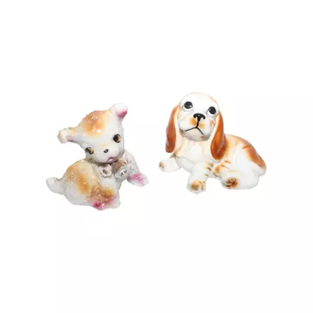 Pair Cute Vintage Miniature Dog Figurines Retro Kitsch - Etsy Australia
