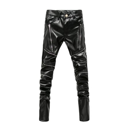 Casual Black with Thigh Zipper Detail Men Leather Pants– FanFreakz