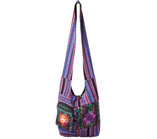 Spiritual Tote Bag, Purple Cotton Shoulder Bag, Hippy Purse
