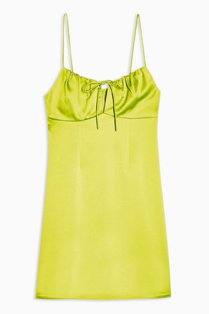 Neon Yellow Gathered Bust Slip Dress | Topshop