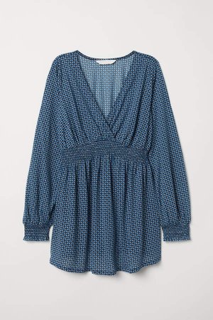 MAMA Top with Smocking - Blue