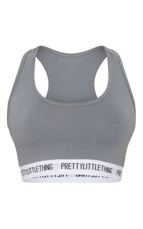 PRETTYLITTLETHING Grey Sports Bra | Lingerie | PrettyLittleThing