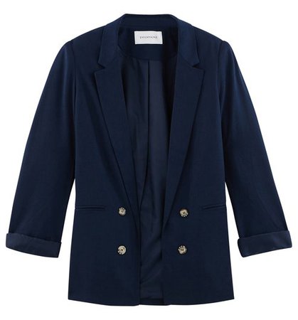 Tailored jacket in lyocell - Navy blue - Women - Jackets - Promod