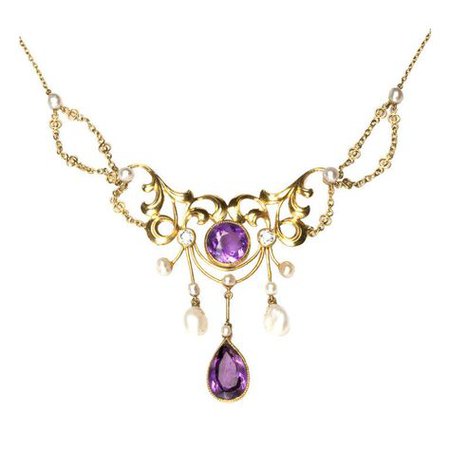 purple gem gold necklace