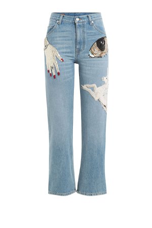 Embellished Cropped Jeans Gr. IT 44