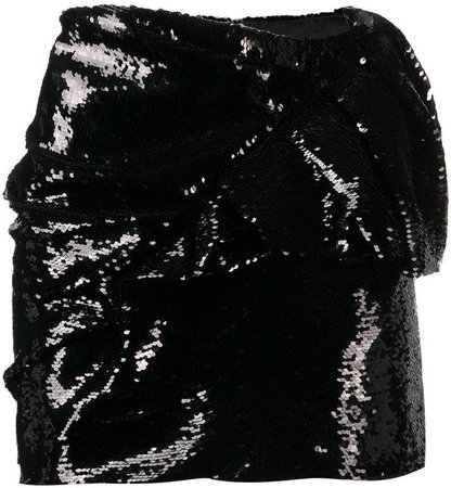 foldover sequinned mini skirt