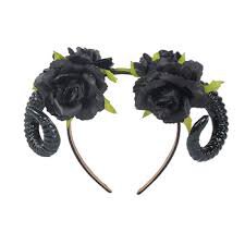 goat horn headband flower black - Google Search