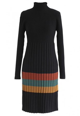 Color Blocked Ribbed Knit Bodycon Dress in Black - NEW ARRIVALS - Retro, Indie and Unique Fashion black