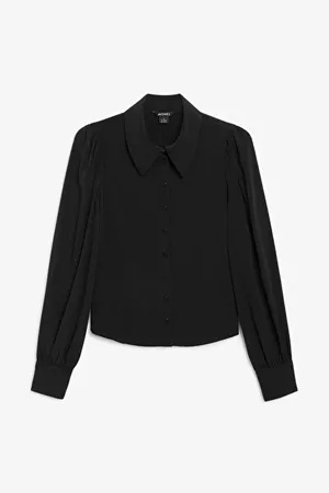 Puff sleeve blouse - Black magic - Shirts & Blouses - Monki GB