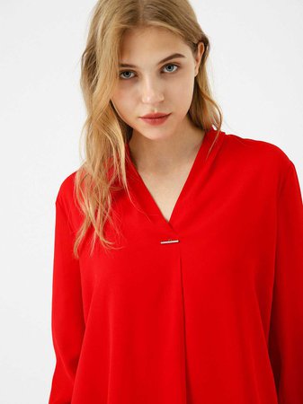 Блузка с V - образным вырезом красный цвет - Рубашки и блузки LIME