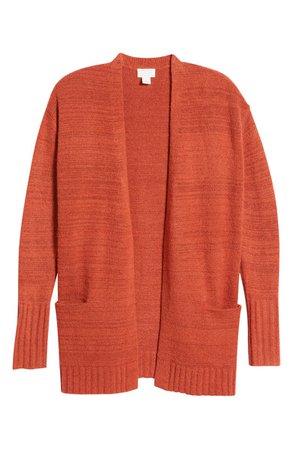 Caslon® Collarless Open Front Long Cardigan | Nordstrom