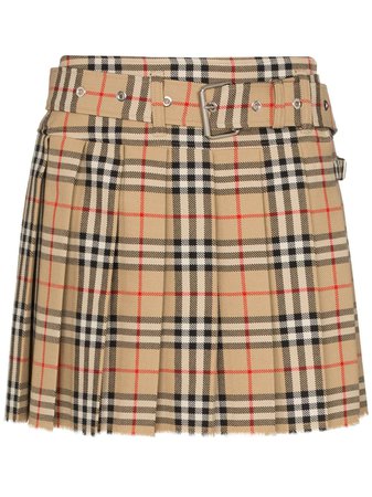 Burberry Carmen Pleated Checked Mini Skirt - Farfetch