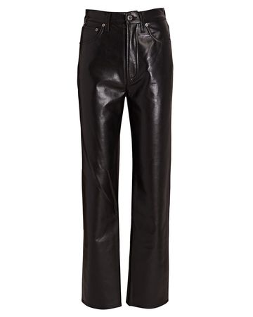 AGOLDE 90s Pinch Waist Leather Pants In Black | INTERMIX®