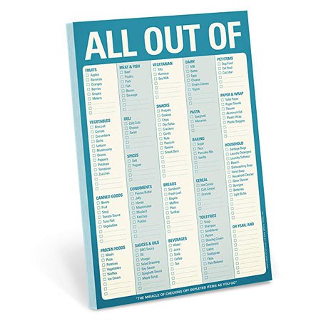 Amazon.com: Knock Knock All Out Of Pad Grocery List Note Pad, 6 x 9-inches (Blue): Knock Knock: Office Products