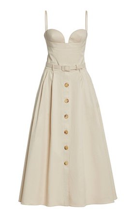 Button-Front Cotton Twill Midi Dress By Carolina Herrera | Moda Operandi