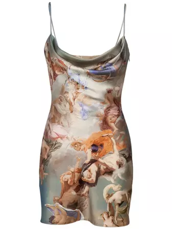 Printed satin plunge neck mini dress - Balmain - Women | Luisaviaroma