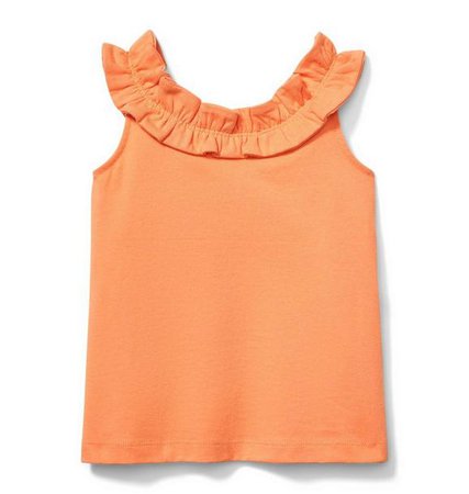 Girl Coral Orange Ruffle Tank Top by Janie and Jack