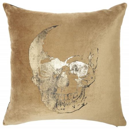 Mina Victory Luminecence Metallic Skull Beige/Gold Pillow - 20"X20" : Target