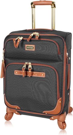 Amazon.com | Steve Madden Designer Luggage Collection - Lightweight Softside Expandable Suitcase for Men & Women - Durable 20 Inch Carry On Bag with 4-Rolling Spinner Wheels (20in, Global Black) | Carry-Ons