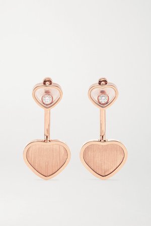 Chopard | + 007 Happy Hearts Golden Hearts 18-karat rose gold diamond earrings | NET-A-PORTER.COM