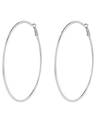 Large Simple Hoop Earrings | Silver | One Size | 3818051200 | Accessorize