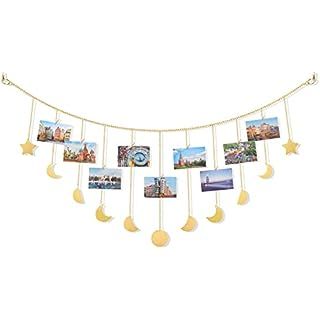 Amazon.com: Mkono Hanging Photo Display Boho Decor Wooden Stars Garland with Metal Chains Picture Frame Collage with 25 Wood Clips Teen Girl Room Christmas Wall Art for Bedroom Nursery Dorm Home, Gold : Home & Kitchen