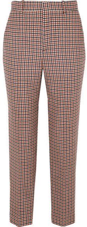 Checked Wool-blend Tweed Straight-leg Pants - Brown