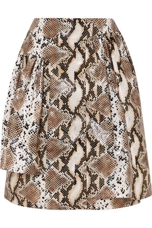 Pushbutton | Layered snake-effect faux leather skirt | NET-A-PORTER.COM