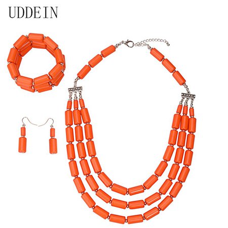 beads earrings and necklace orange sets - Google Search