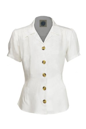 Ivory Short Sleeve Blouse | Vintage Inspired or 1940 Style | Weekend Doll