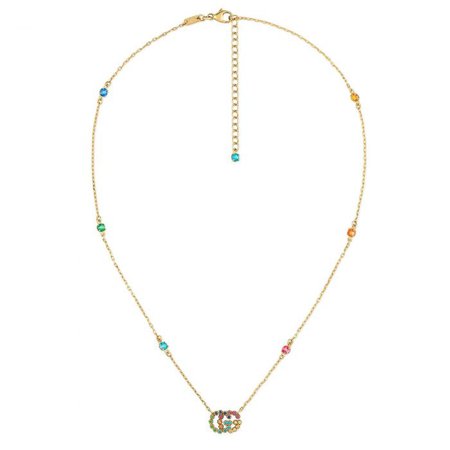 Gucci GG Yellow Gold Multi-Colored Crystal Necklace | REEDS Jewelers
