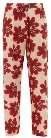 Hattie Floral Print Cotton Wide Leg Trousers - Womens - Cream Print