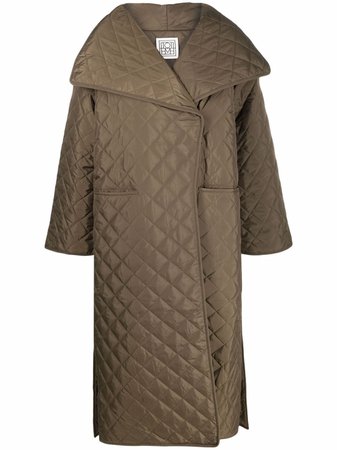 Totême diamond-quilted recycled-polyester coat - FARFETCH
