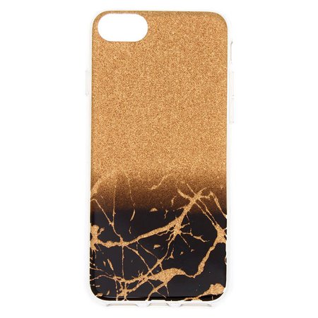 Black & Gold Cracked Marble Phone Case | Claire's US
