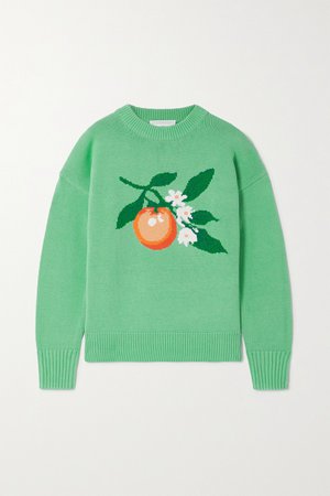 Grün Pullover aus Baumwolle mit Intarsienmotiv | Casablanca | NET-A-PORTER