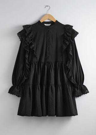 Frilled Mini Dress - Black - Mini dresses - & Other Stories US
