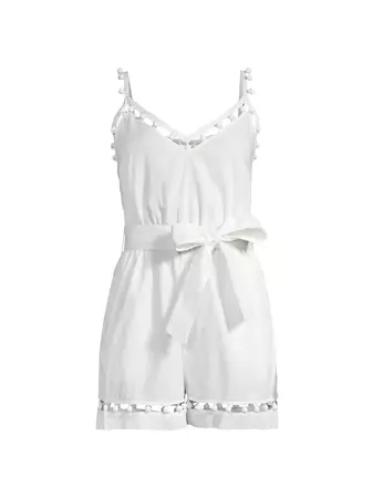 Shop Milly Beaded Cotton Voile Romper | Saks Fifth Avenue
