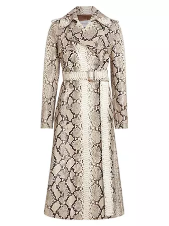 Shop Michael Kors Collection Snakeskin-Print Leather Trench Coat | Saks Fifth Avenue