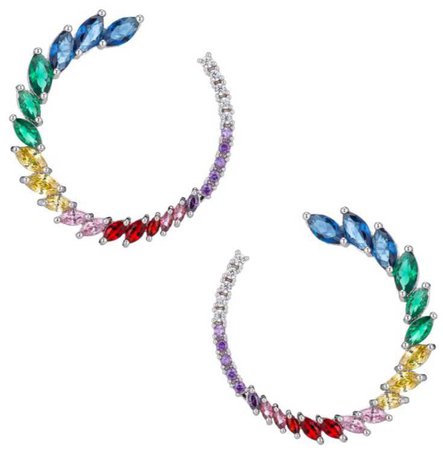 Eye Candy LA Luxe Multicolored Crystal Hoop Earrings