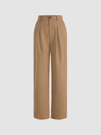 Casual Solid Pants - Cider