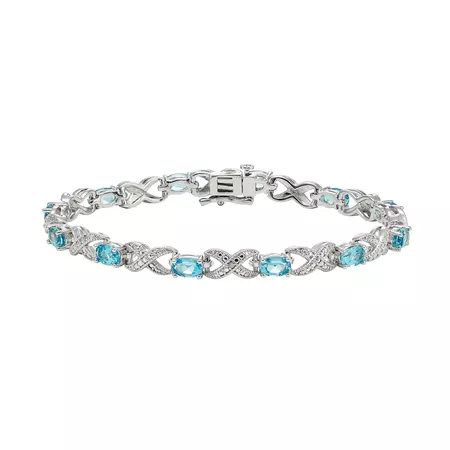 Blue Topaz & Diamond Accent Silver-Plated XO Bracelet