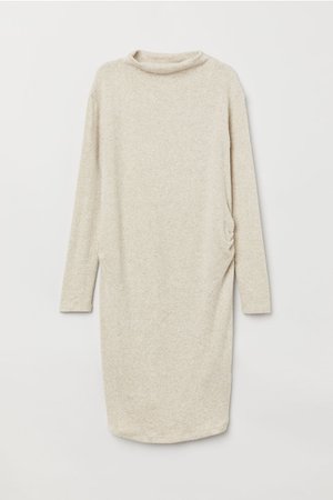 H&M- MAMA Fine-knit dress - Light beige marl