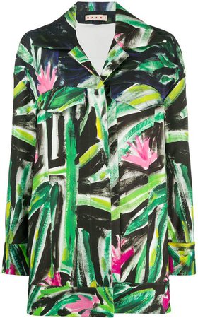 painted floral print coat