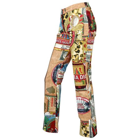 Vintage CHRISTIAN DIOR "Candy Factory" Pop Art Post Card Pants For Sale at 1stdibs