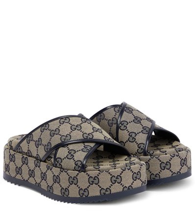 Gucci - GG canvas platform sandals | Mytheresa